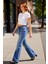 Kadın Flare Kesim Esnek Denim Pantolon Fonksiyonel Dayanıklı Kaliteli Konforlu Estetik Şık 5