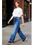 Kadın Yüksek Bel Geniş Paça Denim Pantolon Cool & Comfort Fonksiyonel Dayanıklı Kaliteli Şık 1