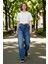 Kadın Yüksek Bel Geniş Paça Denim Pantolon Cool & Comfort Fonksiyonel Dayanıklı Kaliteli Şık 3