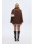 Atkılı Çoban Dikişli Oversize Kısa Kaban Kahverengi 5