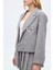 Triko Garnili Balıksırtı Blazer Ceket Gri 3