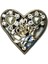 Taşlı Kalp Broş, Kutu, Sandık Süsü - Nikel, 10 Adet 2