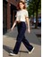 Kadin Koyu Baglama Detayli Wide Leg Denim Pantolon Fonksiyonel Dayanıklı Kaliteli Konforlu 1