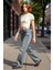 Kadın Vintage Yıkama Efektli Straight Kesim Jean Pantolon Fonksiyonel Dayanıklı Kaliteli Şık 1
