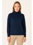 Kadın Yarım Boğaz Triko Kazak At Regular Kalıp - Lacivert 2