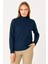 Kadın Yarım Boğaz Triko Kazak At Regular Kalıp - Lacivert 3