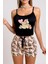 Renkli Ayıcık Desenli Askılı Şortlu Kadın Pijama Takımı 2
