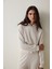 Ekru Örgü Detaylı Kapüşonlu Sweatshirt 2