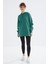 Deniz Yeşili Reglan Kol Basic Kapüşonlu Oversize Sweatshirt Tunik - 97242 17