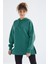 Deniz Yeşili Reglan Kol Basic Kapüşonlu Oversize Sweatshirt Tunik - 97242 18