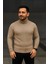 Erkek Fitilli Triko Kazak 3'lü Set Bej Haki Siyah Regular Balıkcı Yaka Tam Boğazlı Triko Seti Modeli Kazak 4