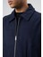 Oversize Fermuarlı Kaşe Ceket Lacivert 3