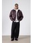 Basıc Suni Deri Oversize Ceket Bordo 4