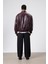 Basıc Suni Deri Oversize Ceket Bordo 7