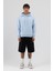 Basic Oversize Kapüşonlu Sweatshirt Bebe Mavi 2