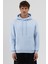 Basic Oversize Kapüşonlu Sweatshirt Bebe Mavi 3