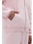 Basic Fermuarlı Oversize Kapüşonlu Sweatshirt Pembe 4