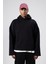 Basic Oversize Dikişsiz Kapüşonlu Sweatshirt Siyah 3