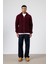 Oversize Fermuarlı Triko Hırka Bordo 1