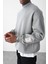 Vizon Kart Detaylı Oversize Sweatshirt Gri 2