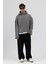 Basic Oversize Dikişsiz Kapüşonlu Sweatshirt Füme 4