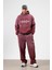 Oversize Baskılı Eşofman Takım Bordo 1