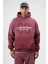 Oversize Baskılı Eşofman Takım Bordo 2