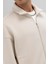 Oversize Önü Fermuarlı Dik Yaka Sweatshirt Taş 6