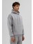 Basic Oversize Kapüşonlu Sweatshirt Gri 3