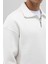 Oversize Fermuarlı Dik Yaka Sweatshirt Ekru 5