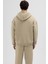 Basic Fermuarlı Oversize Kapüşonlu Sweatshirt Haki 6