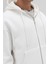 Basic Fermuarlı Oversize Kapüşonlu Sweatshirt Ekru 4