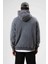 Oversize Yıkamalı Baskılı Kapüşonlu Sweatshirt Siyah 5