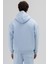 Basic Fermuarlı Oversize Kapüşonlu Sweatshirt Bebe Mavi 5