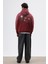Oversize Baskılı Kapüşonlu Sweatshirt Bordo 4