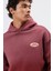 Oversize Baskılı Kapüşonlu Sweatshirt Bordo 7