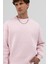 Basic Bisiklet Yaka Oversize Sweatshirt Pembe 2