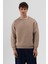 Basic Bisiklet Yaka Oversize Sweatshirt Vizon 3
