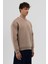 Basic Bisiklet Yaka Oversize Sweatshirt Vizon 5
