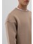 Basic Bisiklet Yaka Oversize Sweatshirt Vizon 6