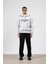 Oversize Fermuarlı Yaka Sweatshirt Açık Gri 8