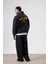 Oversize Yıkamalı Boxy Fit Kapüşonlu Sweatshirt Siyah 5