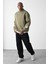 Vizon Kart Detaylı Oversize Sweatshirt Haki 1