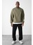 Vizon Kart Detaylı Oversize Sweatshirt Haki 2
