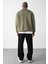 Vizon Kart Detaylı Oversize Sweatshirt Haki 3