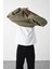 Vizon Kart Detaylı Oversize Sweatshirt Haki 5
