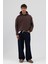 Basic Kapüşonlu Boxy Fit Sweatshirt Kahve 1