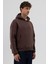 Basic Kapüşonlu Boxy Fit Sweatshirt Kahve 4
