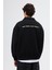 Polo Yaka Oversize Baskılı Yıkamalı Sweatshirt Siyah 6