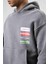 Oversize Yıkamalı Baskılı Kapüşonlu Sweatshirt Füme 4